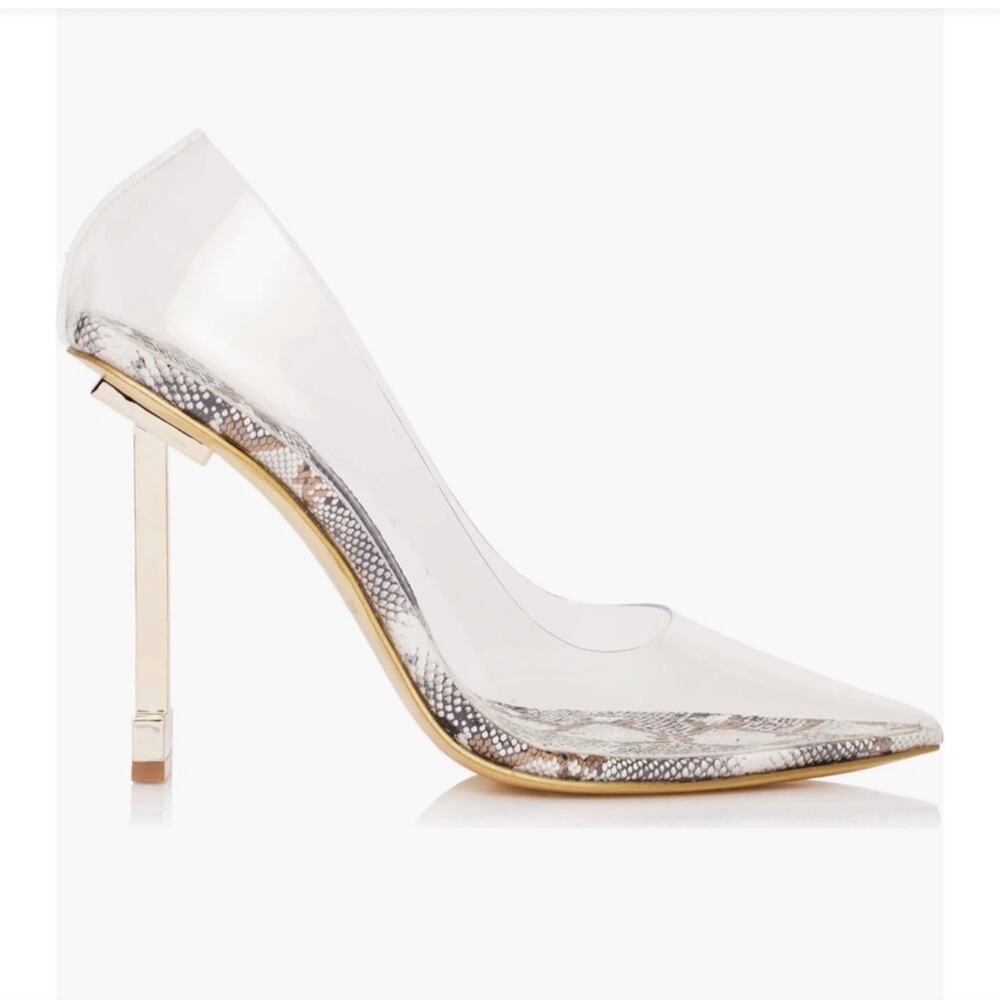 New Jessica Rich so fancy clear gold snake print heels sz 35 - Picture 6 of 12